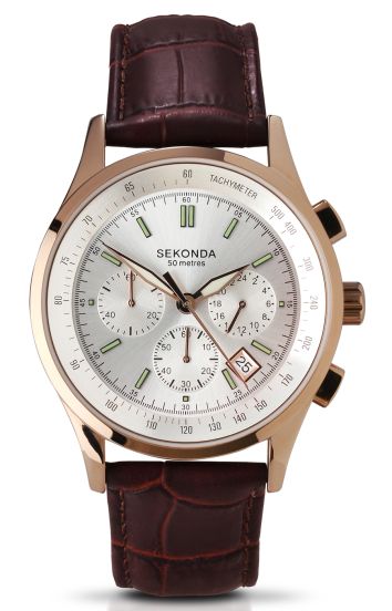 Sekonda chrono gents watch leather outlet strap