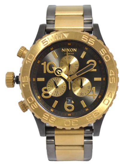 nixon chrono gold watch