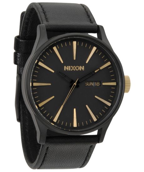 Nixon Sentry Leather Matte Black/Gold - A105-1041 - RIP