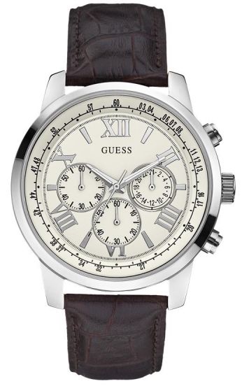 Guess Horizon Silver Brown Leather W0380G2 RAB