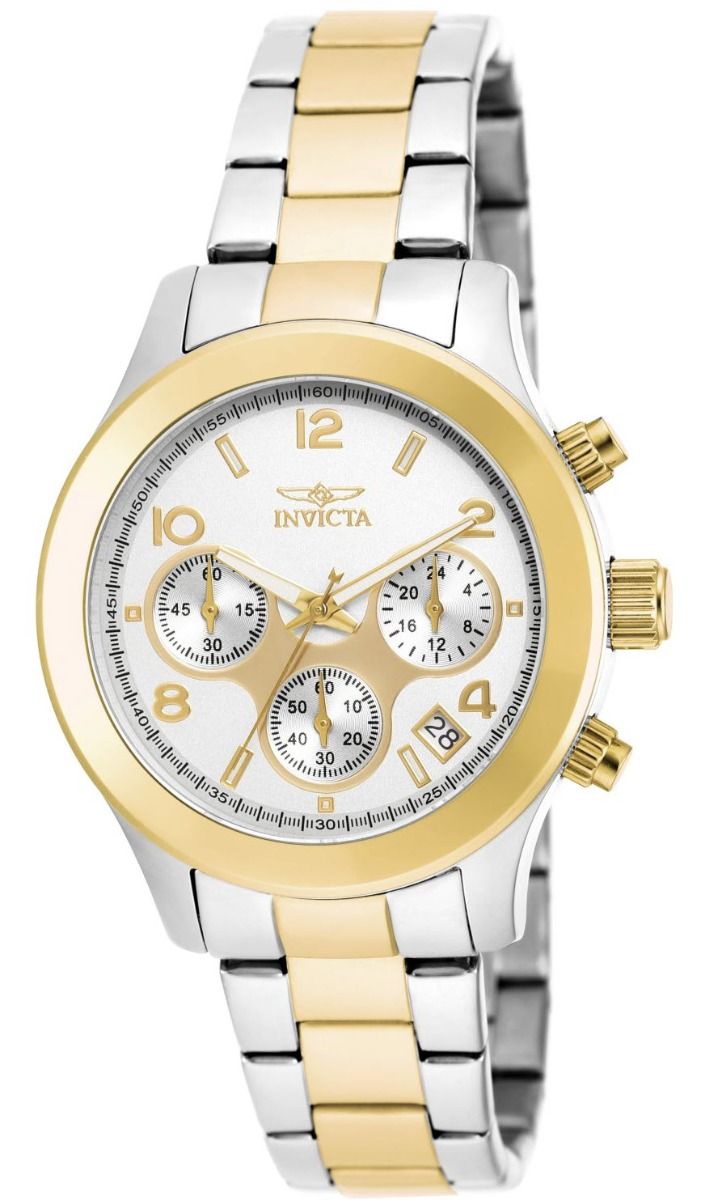 Invicta Angel Lady 38mm Stainless Steel Gold Steel Silver Dial 19219