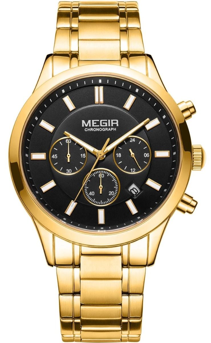 Megir Classic Mens Chronograph Golden Black 2150