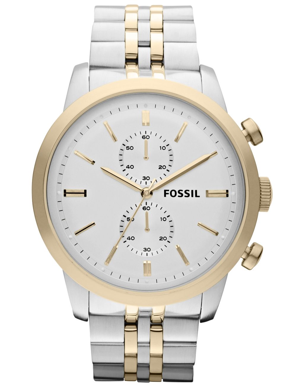 fossil townsman men's silver stainless steel