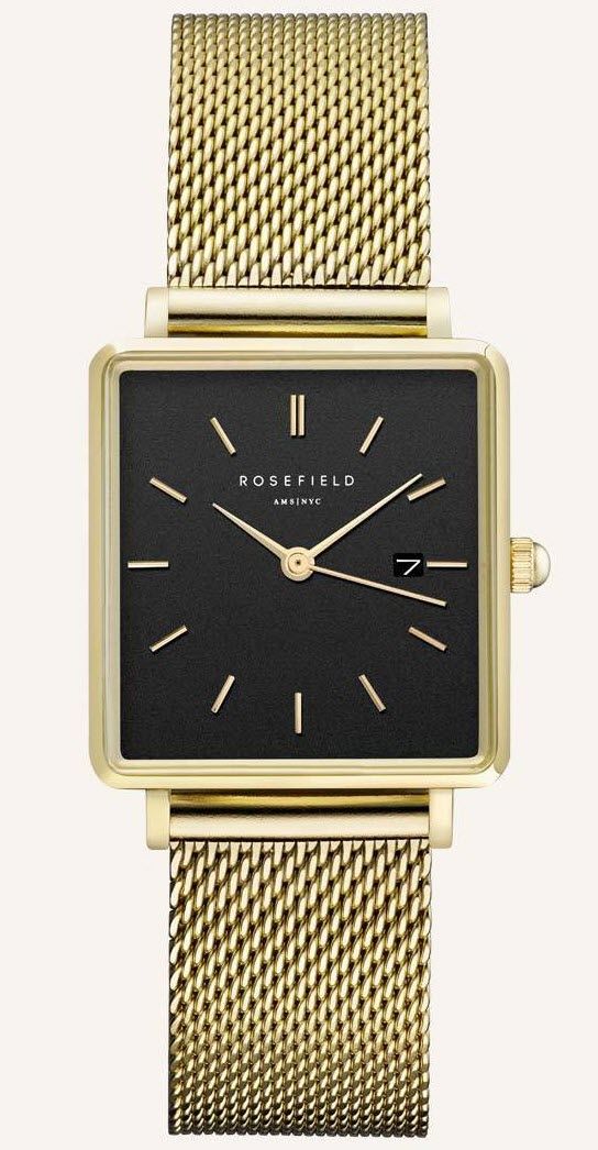 rosefield black and gold watch