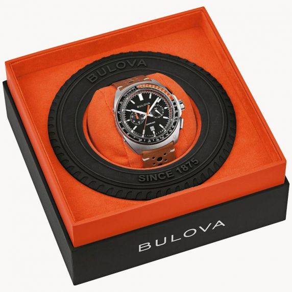 Sporty men's watch from Bulova with chronograph and racing design - Racer Chronograph Collection | 98B427